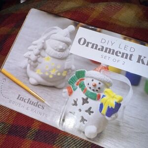 DIY LED paint Your Own Snowman set Of 2 Christmas Figure‎ Kids Stocking Stuffer